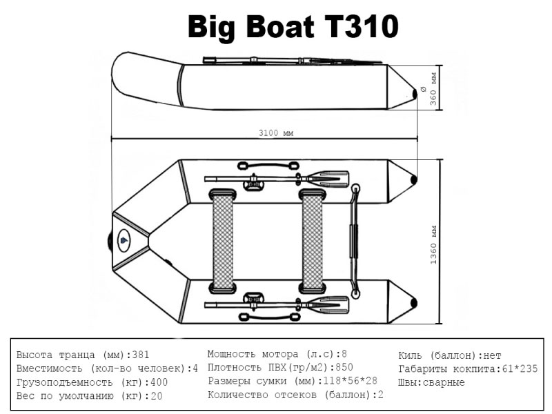 Лодка ПВХ под мотор Big Boat Т310