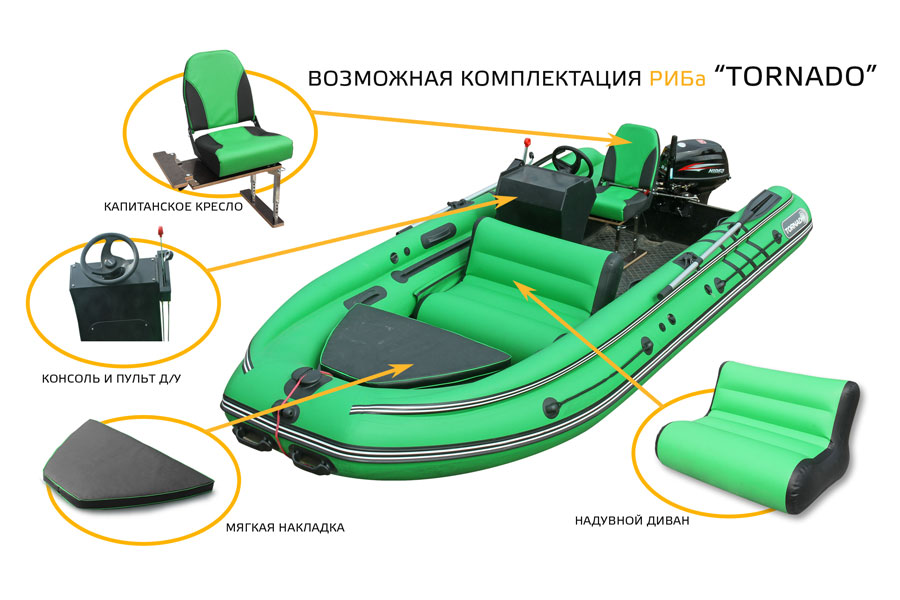 Лодка РИБ Tornado 400S с интегрированным фальшбортом